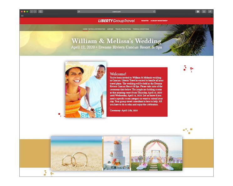 Sample Liberty Group Travel wedding invitations