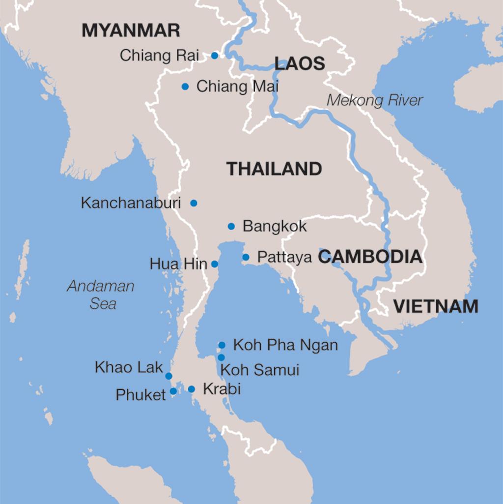 Thailand vacation map
